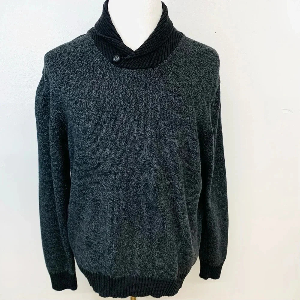 Jos A Bank‎ Sweater Men Xl Gray  Long Sleeve 100% Cotton Pull Over Classic Work